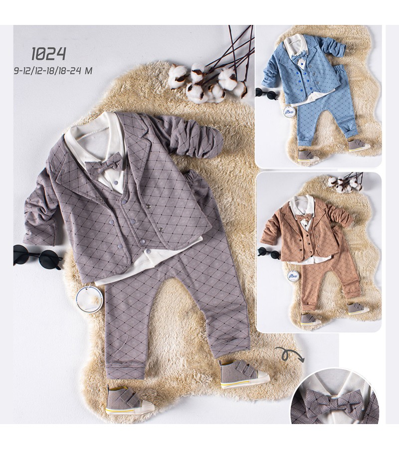 ERKEK NOKTALI ÇİZGİLİ 3LÜ TAKIM