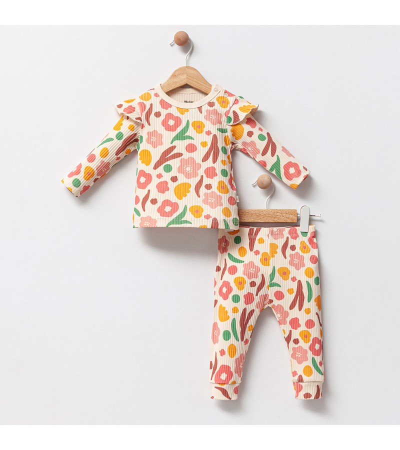 KIZ ÇİÇEK BASKILI TAKIM