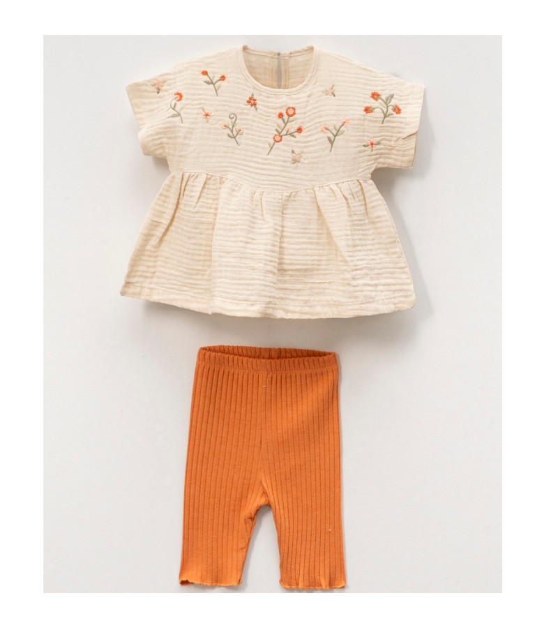 KIZ ÇİÇEK NAKIŞLI 2Lİ TAKIM