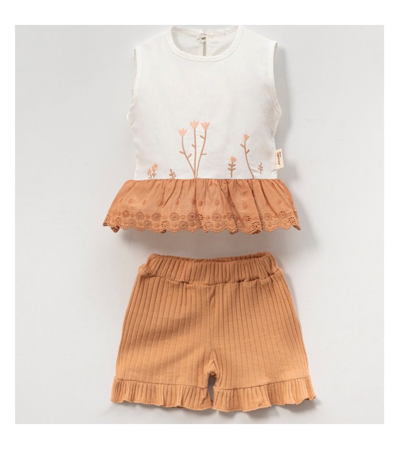 KIZ ÇİÇEK NAKIŞLI TAKIM