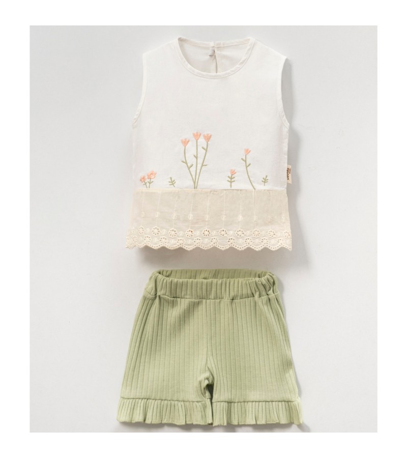 KIZ ÇİÇEK NAKIŞLI TAKIM