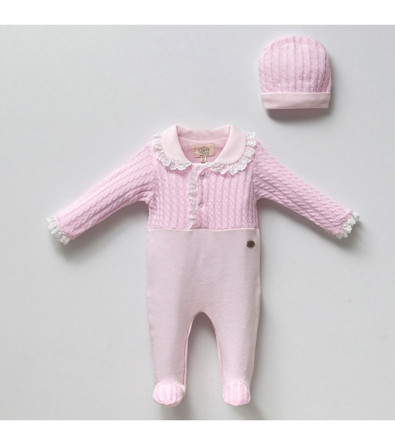 KIZ DANTELLİ TRİKOLU ŞAPKALI TULUM