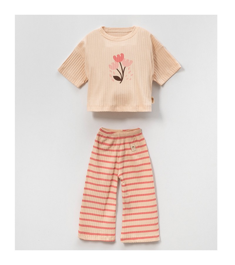 KIZ LALE BASKILI ÇİZGİLİ TAKIM