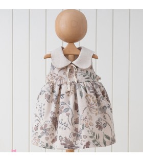 MYMİO KIZ BASKILI KETEN ELBİSE