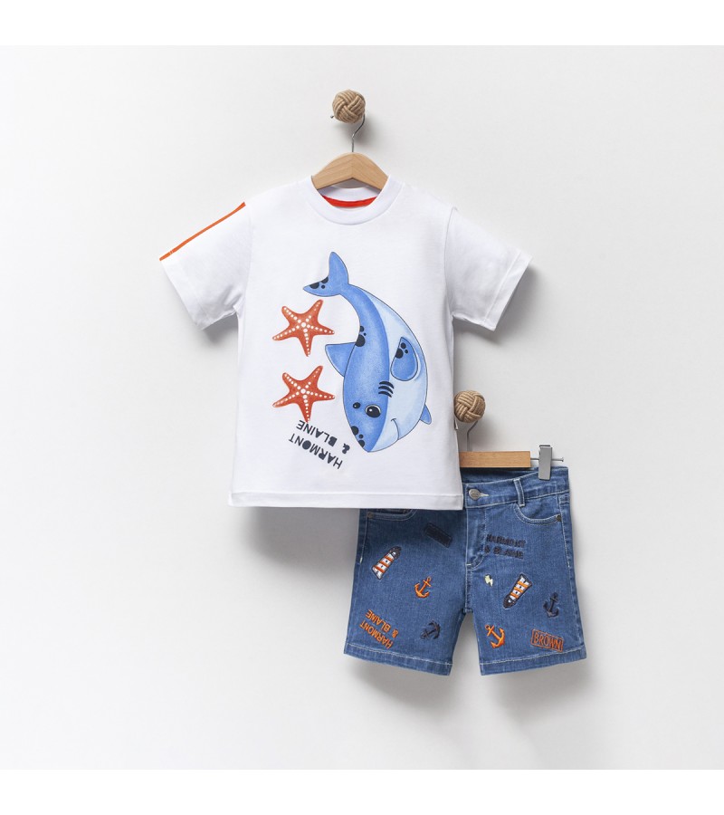 ERKEK  NAKIŞLI KOT ŞORTLU TAKIM