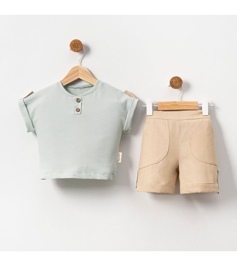 POPSHOPS ERKEK DÜĞME ŞORTLU TAKIM